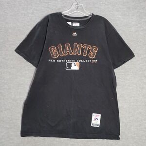San Francisco Giants Men T-Shirt Large Black Logo Majestic Graphic Short Sleeve
